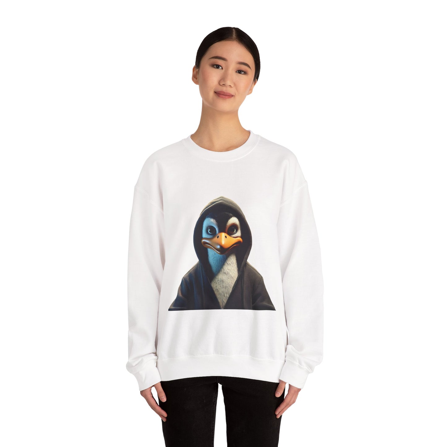 Penguin Hooded Sweatshirt, Cozy Crewneck for Animal Lovers, Cute Gift for Kids and Teens, Casual Wear, Winter Apparel